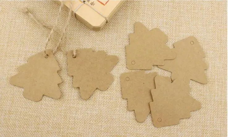 50 шт. 5,4*5,5 см DIY Kraft Рождество дерево теги повесить бумага подарочные вечерние карты партии пользу свадебные украшенная Упаковка Этикетки