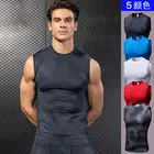 2019 высокоэластичные мужские компрессионные колготки, жилет для тренажерного зала, топ для фитнеса, быстросохнущая спортивная рубашка без рукавов, мужской жилет для бега