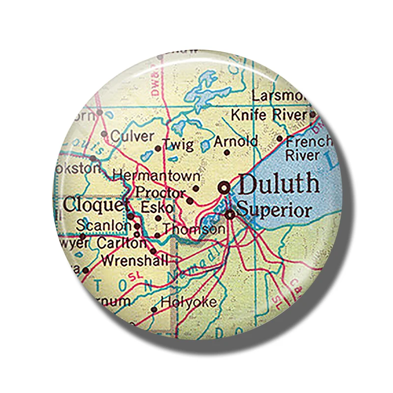 Duluth Турция Африка Античная Швейцария Хоккайдо Большой Каньон Южная Каролина Сан-Антону Лонг пляж карта сувенир магниты на холодильник - Цвет: Duluth