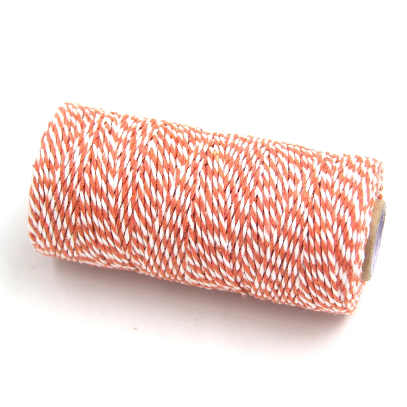 Orange and White Новинка! 100 Ярд/рулон DIY хлопковый пекарь шпагат полоса линия для свадьбы День рождения сувениры украшения подарок ремесло посылка поставки - Цвет: Orange and White