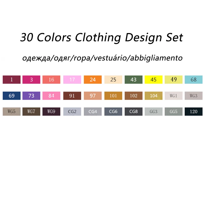 30 Clothing Design TOUCHNEW 80 цветов Эскиз Маркер двуглавый алкоголь жирный знак студентов Дизайн Ручная роспись искусство маркер школьные принадлежности - Цвет: 30 Clothing Design