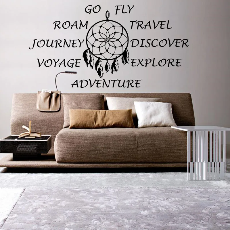 

Modern Design Home Decor Travel Journey Discover Voyage Wall Stickers Living Room Removable Dreamcatcher Wall Decals Decor