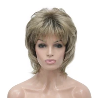 strongbeauty women synthetic wig short hair auburnblonde natural wigs capless layered hairstyles