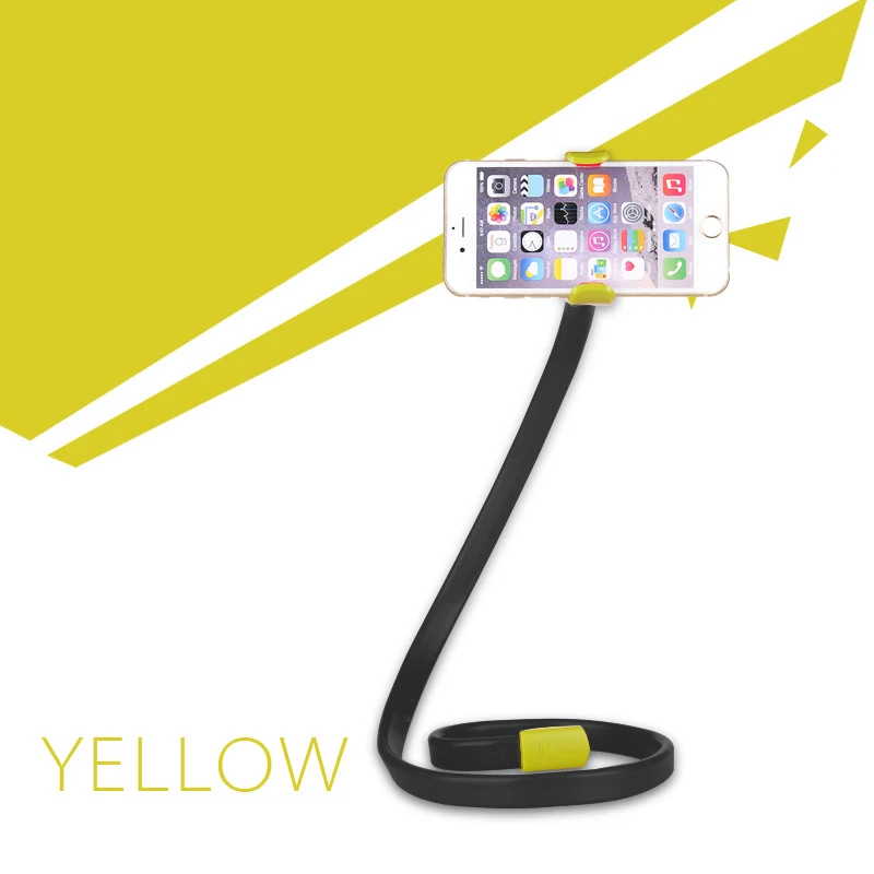 Yellow Гибкий держатель для телефона, подвесной кронштейн для шеи, съемный Настольный держатель для мобильного телефона для iPhone 7 8 Plus Xiaomi huawei - Цвет: Yellow