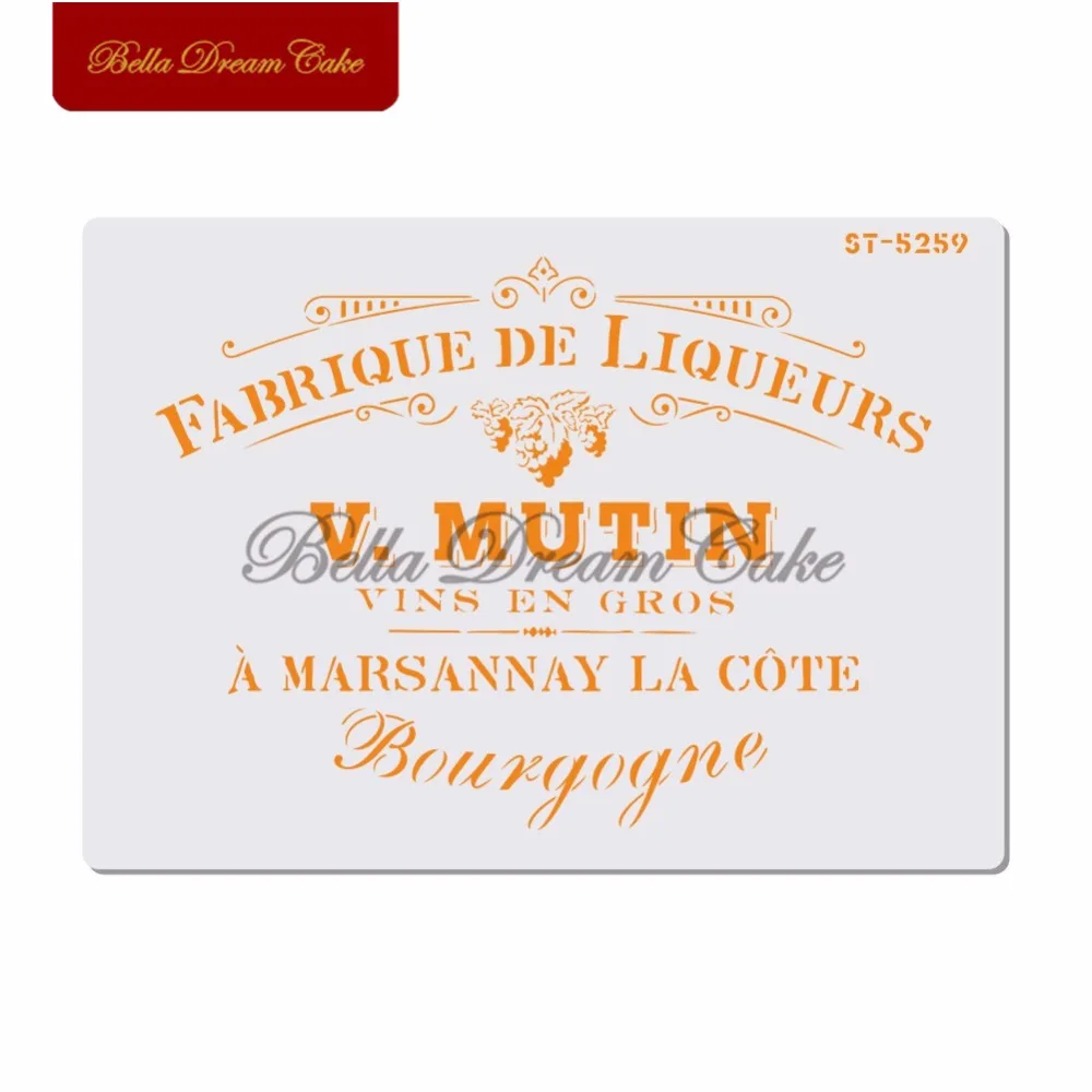 Wine Sign French Cake Stencil Layering Plastic Stencils DIY Scrapbooking Painting Drawing Template Decorating Tool | Дом и сад