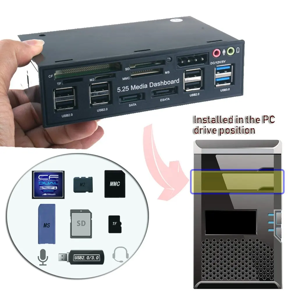 5 25 дюймовая передняя панель многофункциональный концентратор USB 3 0 устройство