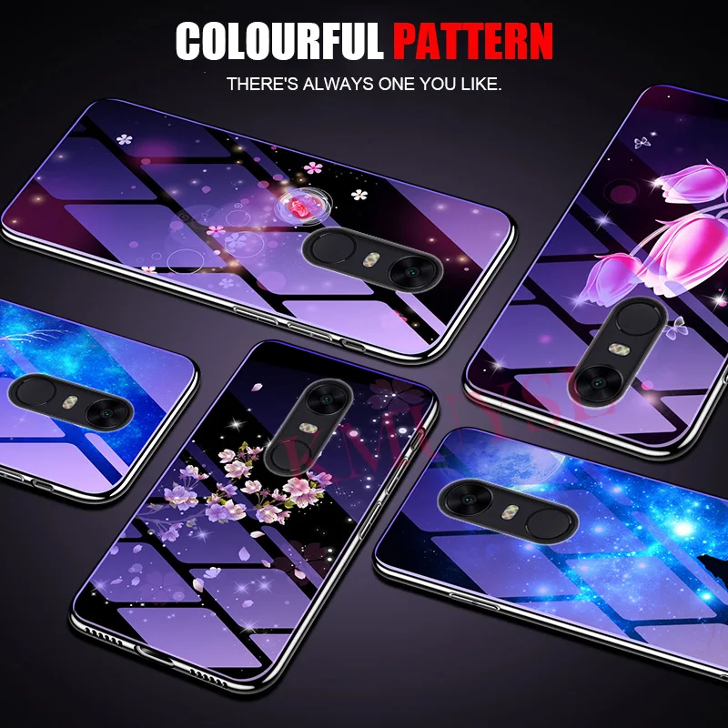 Для Xiao mi Red mi Note 6 5 Pro 4X4 mi 8 SE 6 6X 5X A1 A2 Lite стеклянный чехол для телефона Red mi 5 Plus 5A 6A S2 покрытие синий светильник