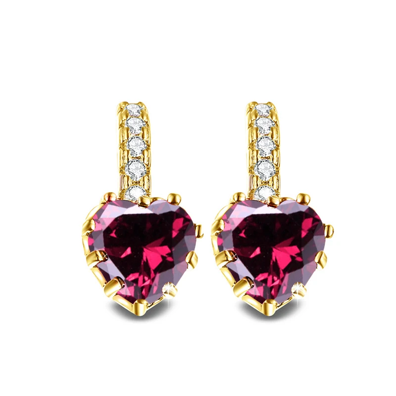 MISANANRYNE Wholesale Hot 1pair Gold Color Fashion Heart Cubic Zirconia Hoop Earrings for Women|hoop earrings women|fashion hoop earringshoop |