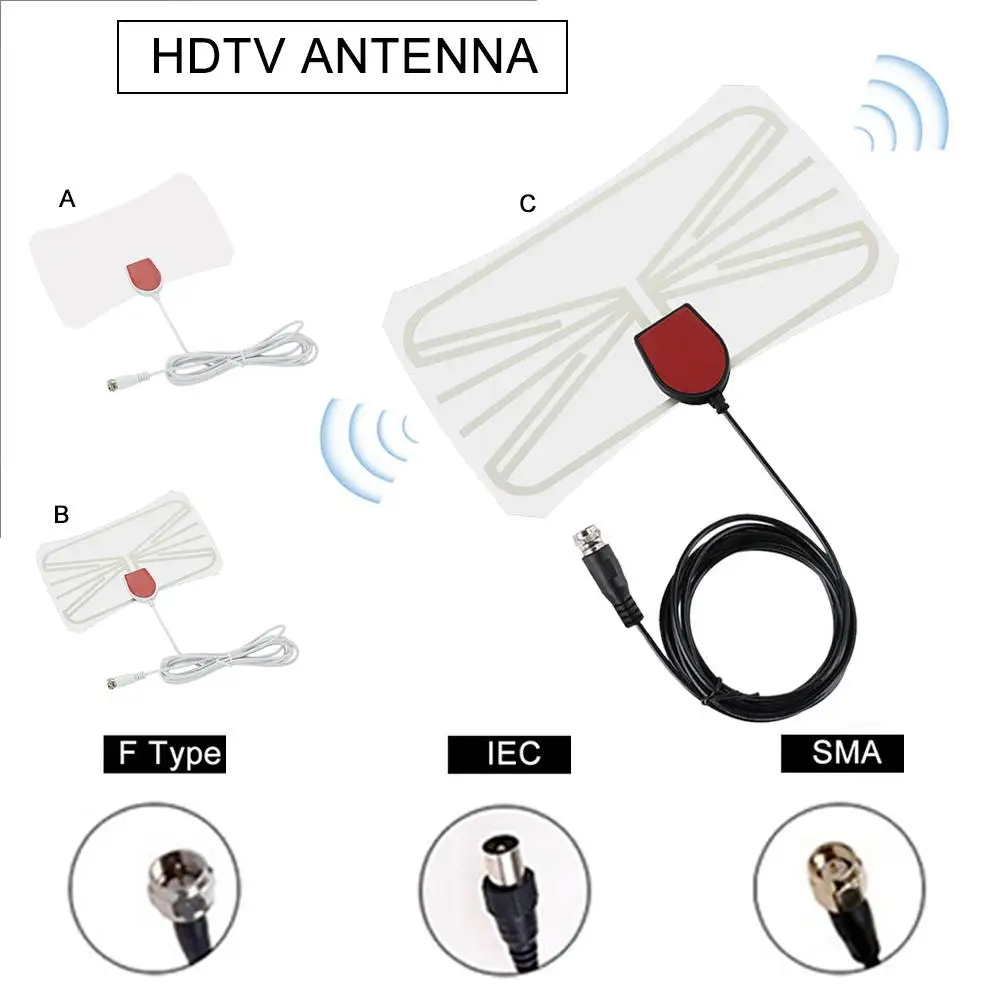 Комнатная цифровая HDTV антенна с усиленным диапазоном 80 миль 4K HD VHF UHF Freeview для