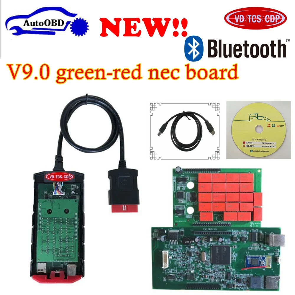 200 шт./лот DHL Новинка v9.0 зеленая печатная плата 2015R3/2014R2 с Keygen VD TCS CDP Bluetooth nec Реле cdp pro