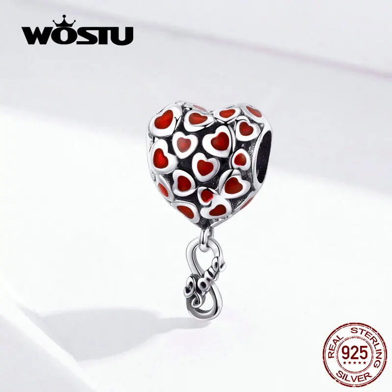 Серьги подвески WOSTU Infinity Love в виде сердца из стерлингового серебра 925 пробы с