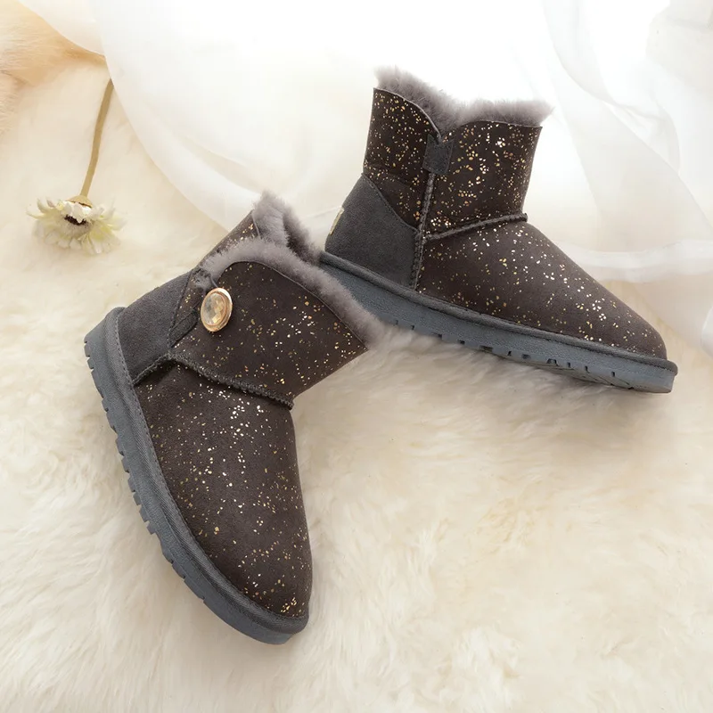 

New Real Fur 2020 Women Snow Boots Real Wool Winter Warm Boots Genuine Sheepskin Leather Natural Fur Non-Slip Women Boots