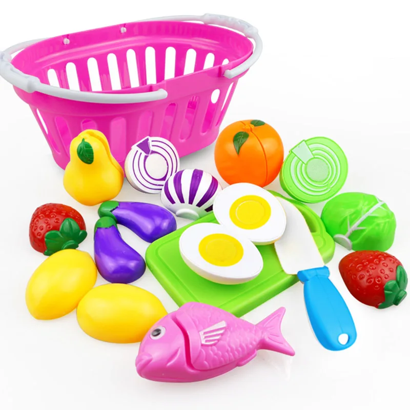 11PCS Mini Basket 12-31 шт., нарезные фрукты, овощи, еда, ролевые игры, дом, игрушка, детская кухня, Kawaii, развивающие игрушки, подарок для девочек, детей - Цвет: 11PCS Mini Basket