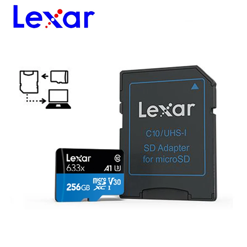 100% оригинальная Micro SD карта lexar 512 ГБ 32 64 Гб 256 128 MicroSD памяти класс 10 TF MicroSDHC UHS-1 для