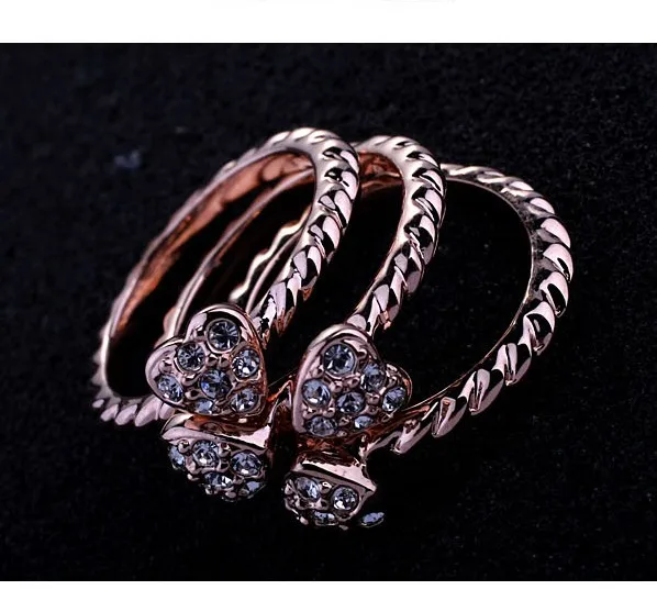 Женские кольца с кристаллами CHRAN классические обручальные золотого цвета тремя