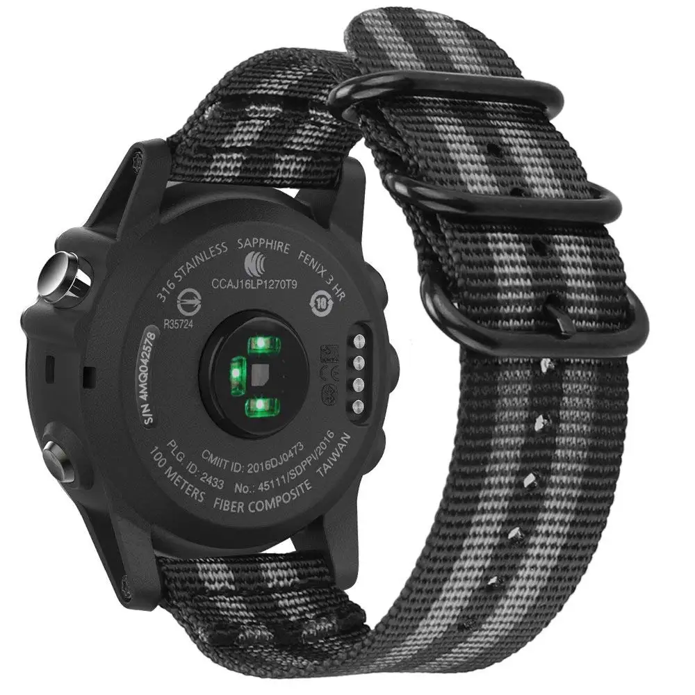 Black Grey TORQUILA 26 мм премиум-класса НАТО нейлоновый ремешок для наручных gps-часов Garmin Fenix 6X/6X Pro/5X/5X Plus/Redmi 3/3 HR дышащая Замена с инструментами - Цвет ремешка: Black Grey