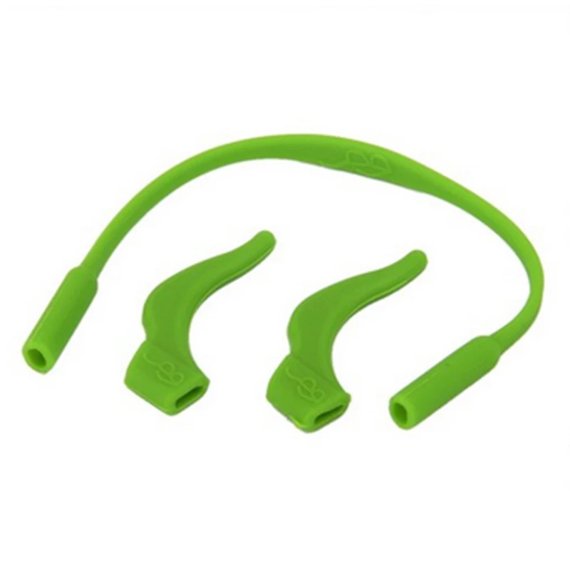 Green Детские силиконовые очки держатель шеи шнур ремень с анти-скольжения держатель для уха крючки черный - Цвет: Green