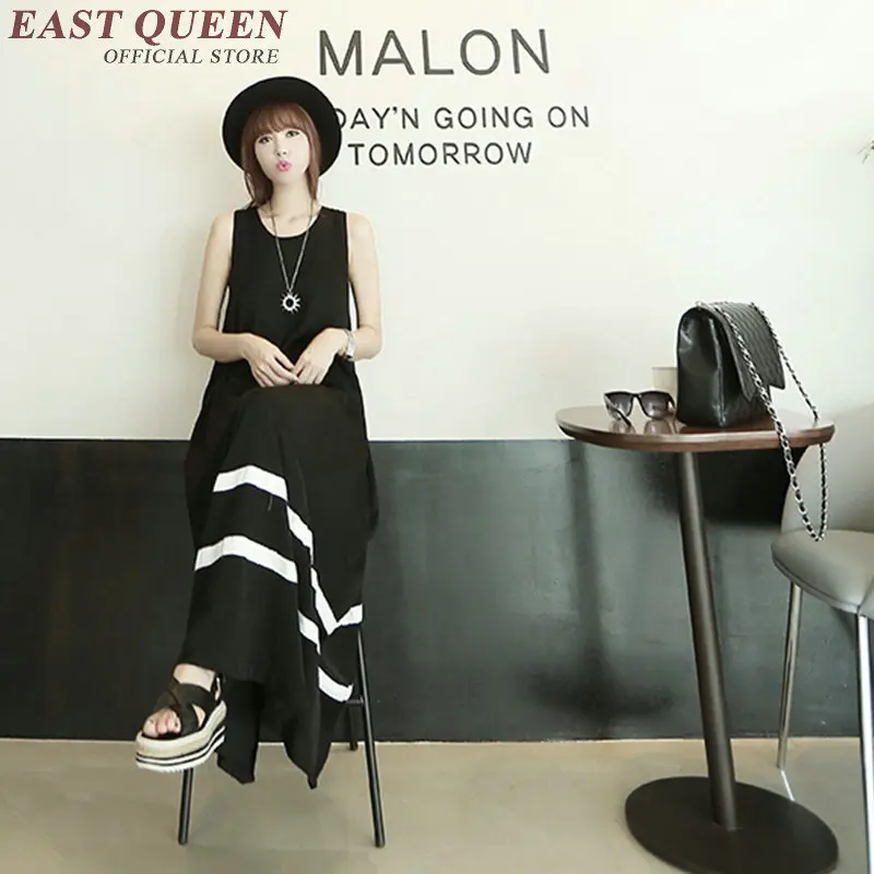 Длинные летние сарафаны Женские повседневные Простые пляжные платья 2018 черные