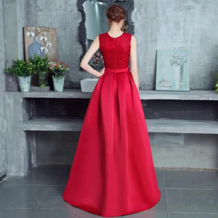 Платье vestido de madrinha casamento longo 2021 кружево и атласный высокий низкий 2 шт. бордовый
