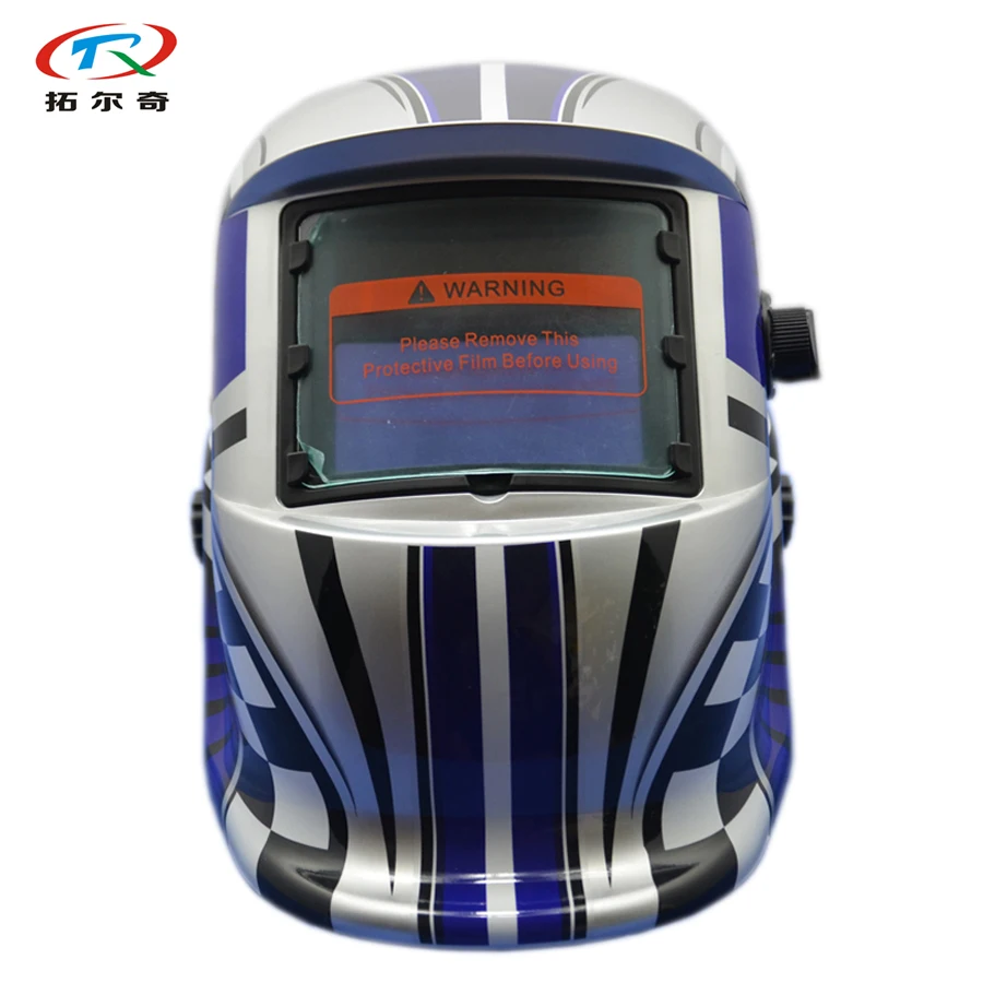 Сварочная маска с автозатемнением серебристый и синий шлем для автоматической