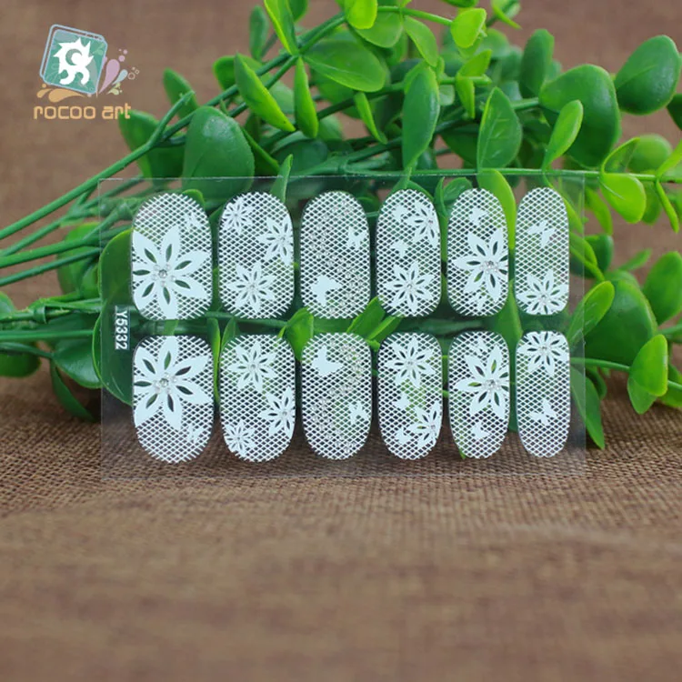 Y5332 Rocooart Y5312-5335, ультратонкие прозрачные наклейки для французского дизайна ногтей, кружевные наклейки для дизайна ногтей, белые цветы, декоративные наклейки для ногтей - Цвет: Y5332