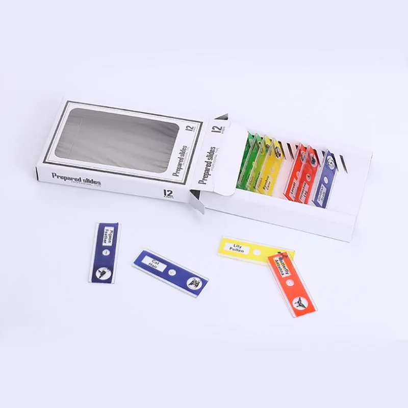 Microscope Slides 1200X дети биологический образца микроскоп комплект и 12 шт. подготовлен шлепанцы без задника с открытыми пальцами научные развивающие игрушки подарок для детей лабораторные инструменты - Цвет: Microscope Slides