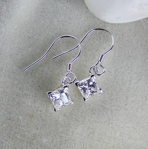 Splendid 6*6 мм 1 карат/каждая принцесса серьги гвоздики из стерлингового серебра 925