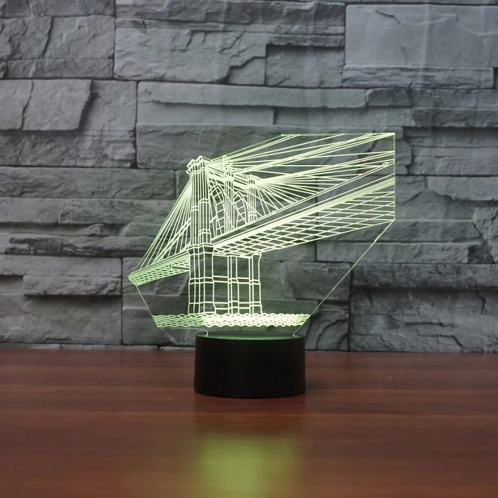 Красочные 3D 7 видов цветов светодиодные настольные лампы Золотые ворота форма