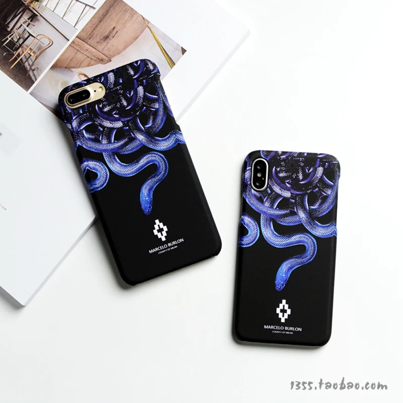 Чехлы Marcelo Burlon MB для iphone 6 6plus 6s plus 7 7plus 8 X Жесткий ПК роскошный пластиковый чехол