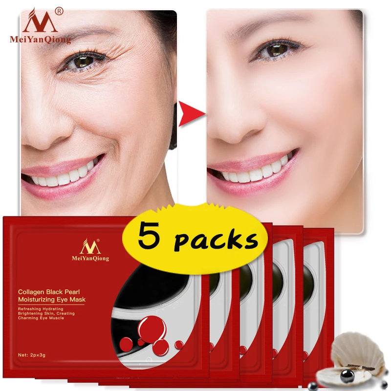 Новинка 5 пар коллагеновая маска для глаз черный жемчуг кристалл против морщин