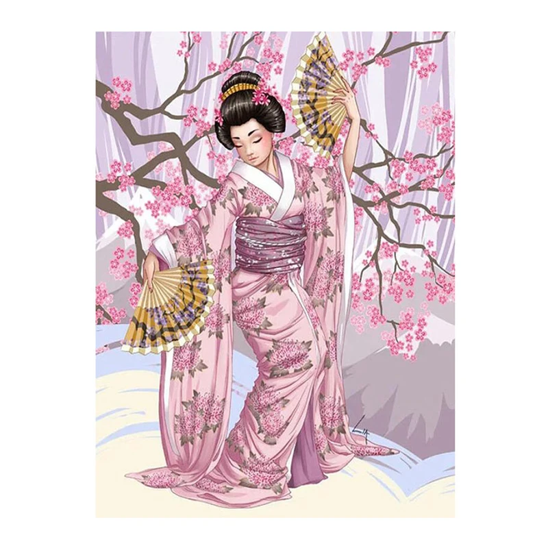 DIY 5d diamond painting sale full embroidery Japanese Kimono Woman Nature art mosaic Wall stickers Z1053 | Дом и сад