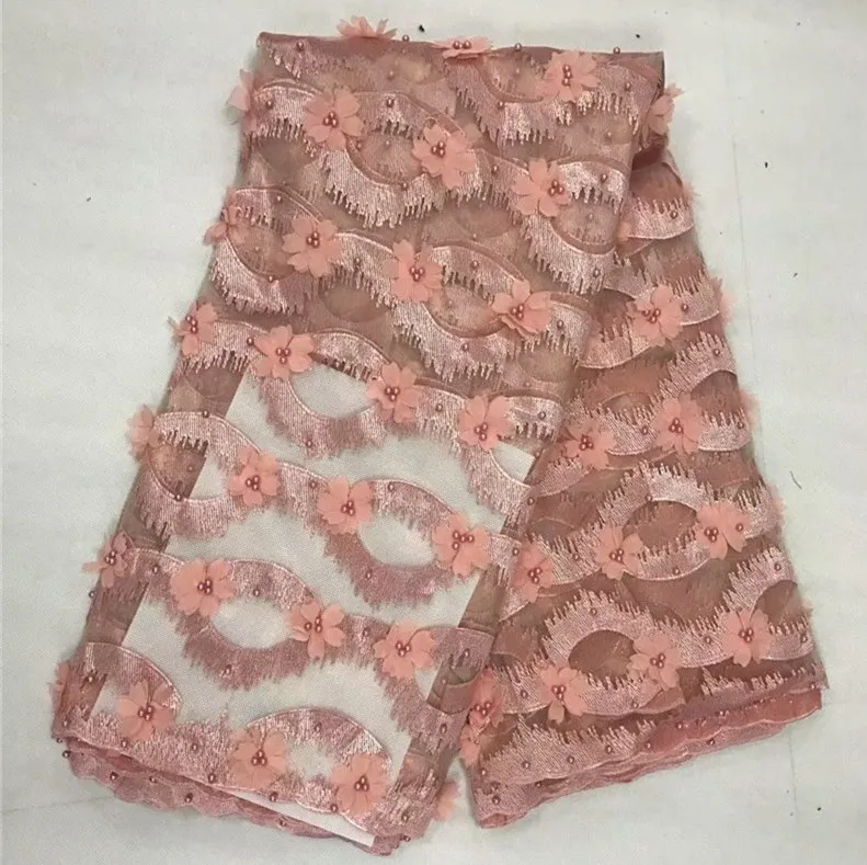 2019 Высококачественная африканская кружевная ткань розовый фиолетовый