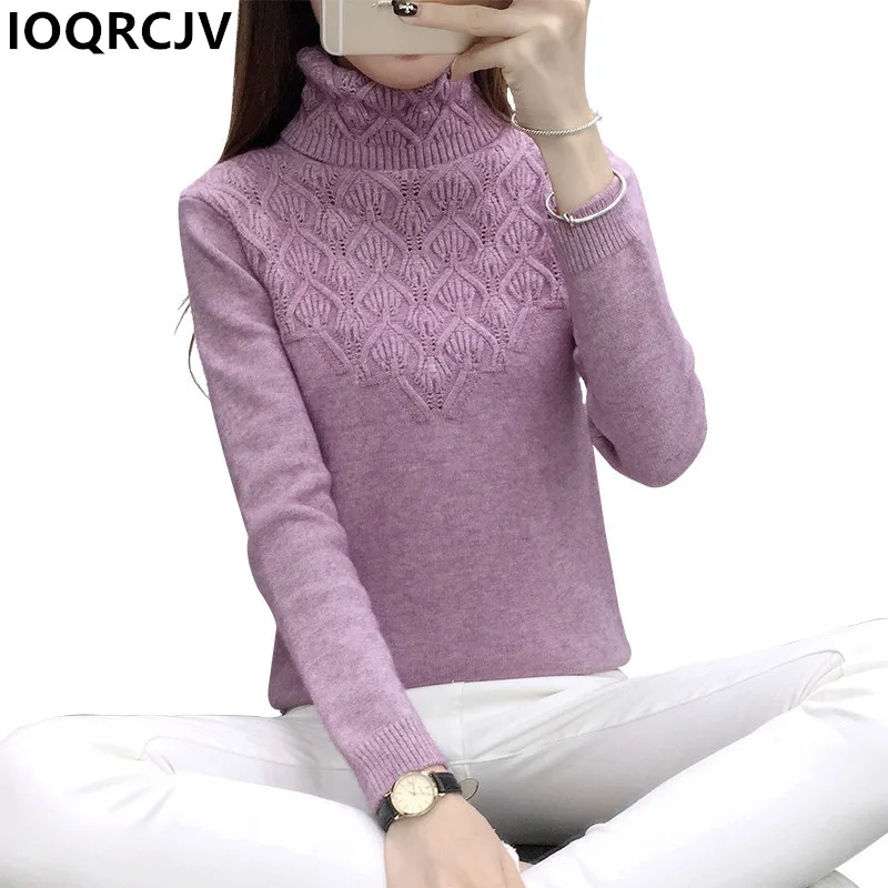

IOQRCJV Sweater Female 2019 Autumn Winter Cashmere Knitted Women Sweater And Pullover Turtleneck Elastic Jumper Pull Femme R941