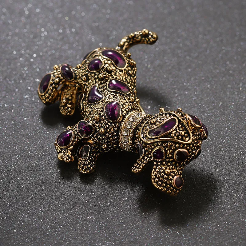 Женская винтажная эмалированная брошка ALLYES в виде щенка из сплава золотого