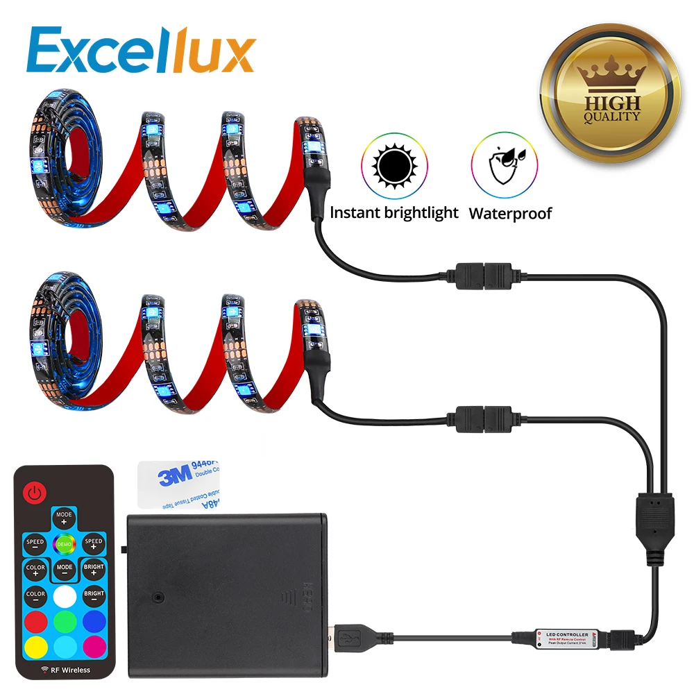 USB 5 в RGB Светодиодная лента SMD5050 ТВ ПК подсветка с RF 17Key пульт дистанционного