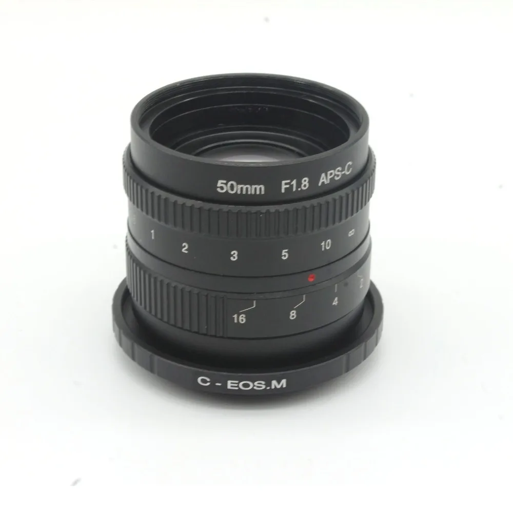 50 мм f1.8 C крепление камеры видеонаблюдения объектив APS-C датчик с адаптер EOSM кольцо