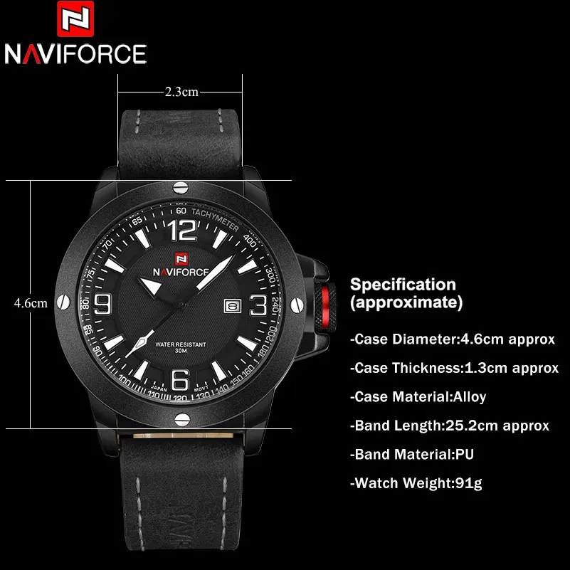 NAVIFORCE Китай Топ бренд спортивные часы для мужчин 30 м водонепроницаемые из