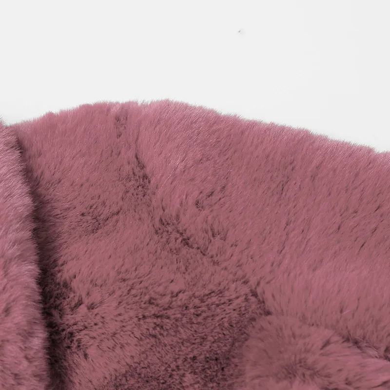 

High-end Luxury Imitated Fur Coat Outwear 2019 Winter Medium Long Trench Coat For Women + Belt