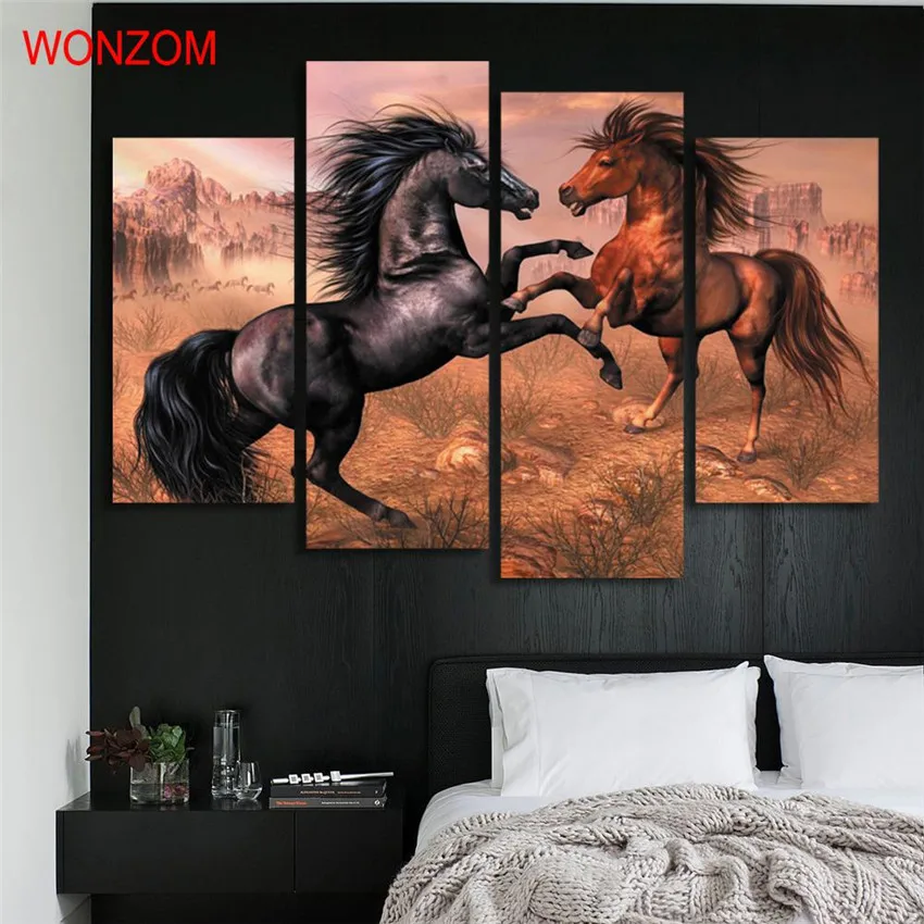Лошадь бег холст печать животных Современная живопись на художественной