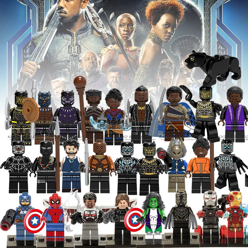 Legoings Marvel Super Heroes Черная пантера Erik Killmonger Shuri Ulysses Klaw Okoye куклы строительные блоки