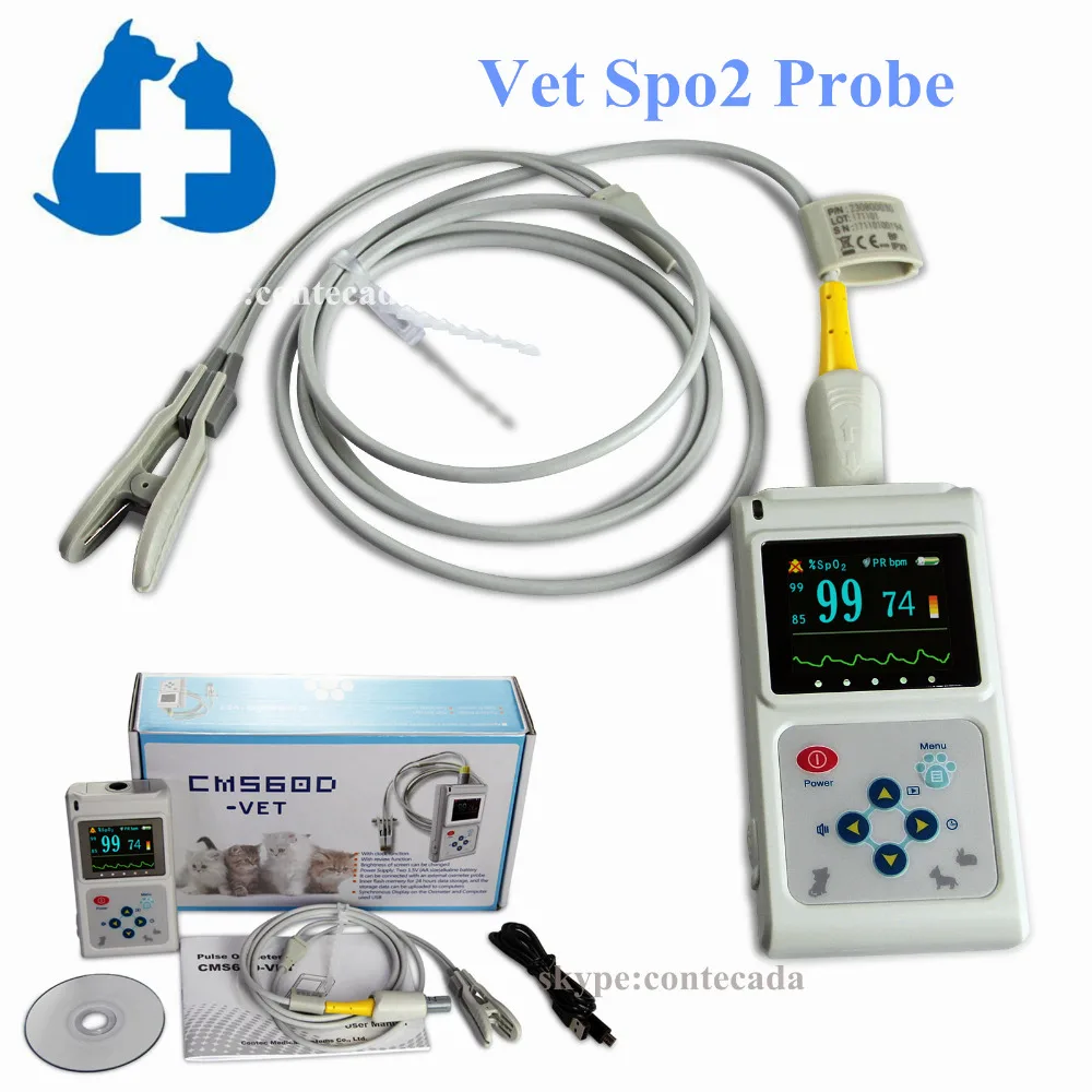 Ветеринарный Пульсоксиметр SPO2 контроль частоты пульса язык/ушной зонд ПК