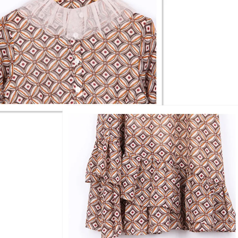 6 to 16 years kids &amp teenager girls long sleeve geometric print tulle trumpet dress children girl fashion chiffon clothes | Детская