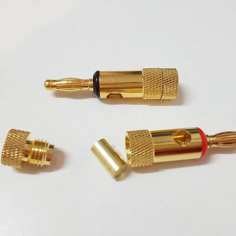2pcs banana plug connector gold plated audio speaker red+black | Обустройство дома