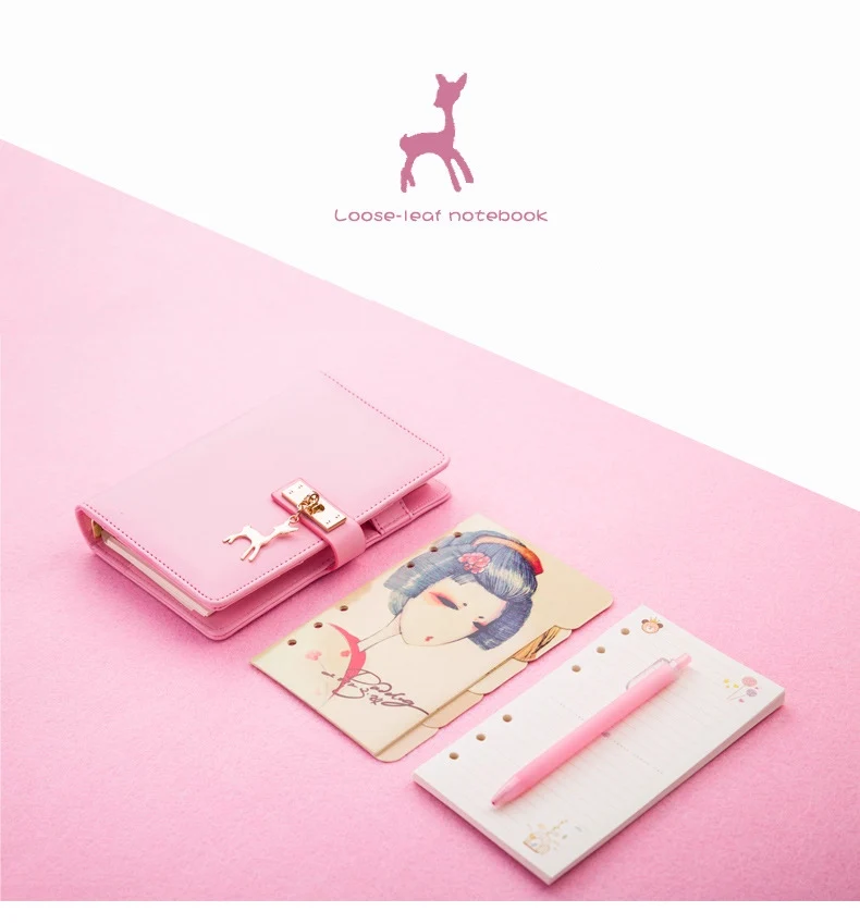 Pink Blue A6 Planner Leather Notebook Diary Journal Book Notepad Student Planner School Office Supply