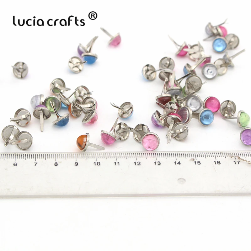 Lucia crafts 12 шт/24 шт 8 мм круглые стразы штифтики для скрапбукинга, украшение из металла DIY декоративные аксессуары G0913