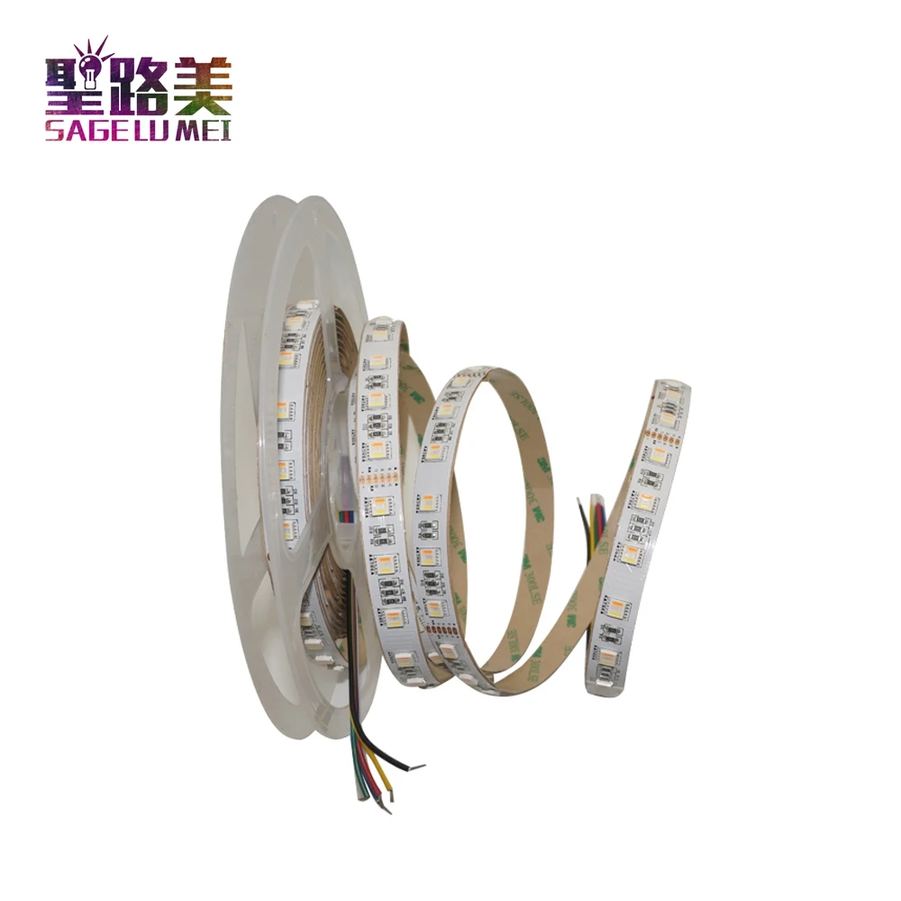 

5 in 1 chip RGB+CCT LED Strip Light 24 volt 12mm width PCB CW+RGB+WW led flexible strip tape ribbon DC12V 24V 5050 60leds/m