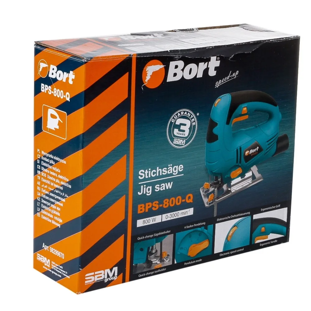 Лобзик электрический Bort BPS-800-Q (800 Вт регулировка скорости маятниковый механизм) |
