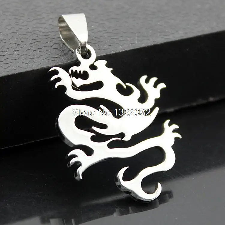 Модные Серебристые Нержавеющая сталь Дракон Тотем Кулон Бусы Цепочки и ожерелья