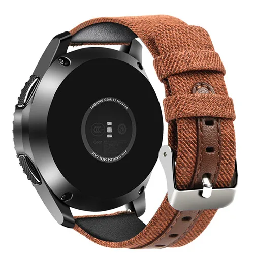 Dark brown Спортивный нейлоновый+ кожаный ремешок для samsung Galaxy Watch 46 мм/gear s3, ремешок для часов, повседневный джинсовый холст, сменный Браслет 22 мм - Цвет ремешка: Dark brown