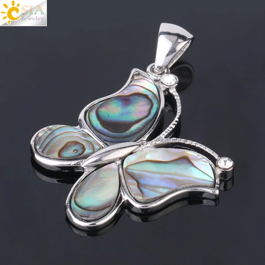 CSJA натуральное ожерелье с бабочкой из абалона подвески для девочек Новая